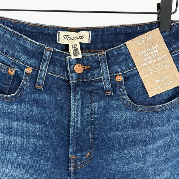 NWT Madewell The Petite Curvy Mid-Rise Perfect Vintage Jean in Kenmere | Sz 27P - Picture 7 of 14